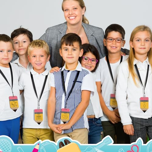 Sabary Classic Pencil Classroom Passes Set of 6 with Lanyards for School, Bathroom & Hall