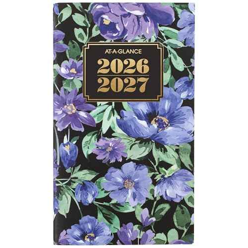 AT-A-GLANCE 2026-2027 Planner, 2 Year Monthly Planner, 3.5" x 6", Pocket Size, BADGE, Floral (1753F-021-26)
