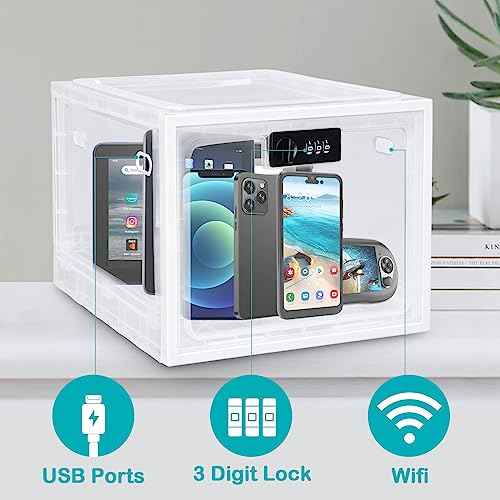 Lalifebuss Combination Lock Boxes for Personal Items, Lockable Storage Box for Office Locker/School/Medicine/Snacks/Phone Jail/Electronic/Home (1 Pack/White)