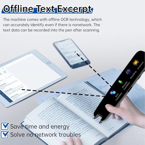 Translation Pen, Portable 13 Language Translator Device, Reading Pen & Translation Pen for Dyslexia, Learning Difficulties & Language Learners, Scan Reading Pen for Students Travelers Businessmen