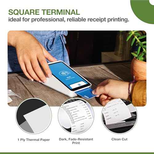 Thermal Paper for Square Terminal | 50 Rolls | Credit Card Receipt Paper Rolls Compatible with Square Terminal POS