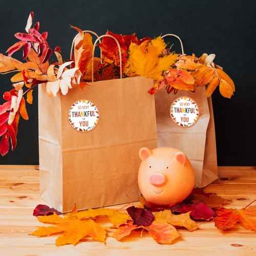 Happy Thanksgiving Stickers - 2 Inch 60PCS Fall Thank You Stickers So Very Thankful for You Sticker Fall Sticker for Adults Envelope Seals Cards Thanksgiving Party Favor Supplies (Maple Leaf)
