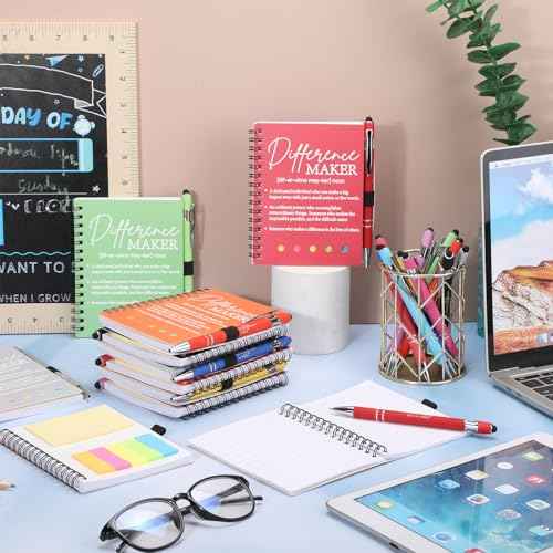 Skyygemm 20 Sets Difference Maker Gifts Bulk Employee Appreciation Gifts Spiral Notebook Journal with Sticky Notepad Index Tabs Thank You Gifts with Ballpoint Pens for Coworker Teacher (Multicolor)