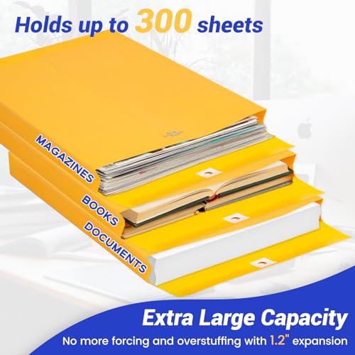 Yellow 25 Pack 9x12 Heavyweight Manilla Envelopes with Clasp - Expandable Business Mailers