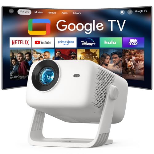 VISSPL White 4K Smart Projector with Google TV, 3500 ANSI, WiFi & Bluetooth