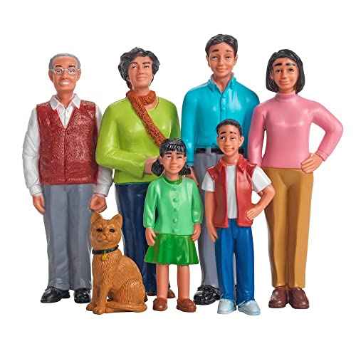 Excellerations Educational Multicultural Pretend Play 2.25 inches - 5.25 inches H Figurine Asian Family Dolls Set of 7, Educational, PreK, Children Ages 3 Years and Up