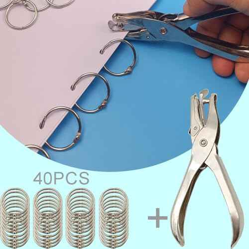 (40Pack) Book Rings 1 Inch Binder Rings with Metal Single Hole Punch.Nickel Plated Steel Paper Rings Metal Rings for Index Cards,Flash Card Rings,Silver