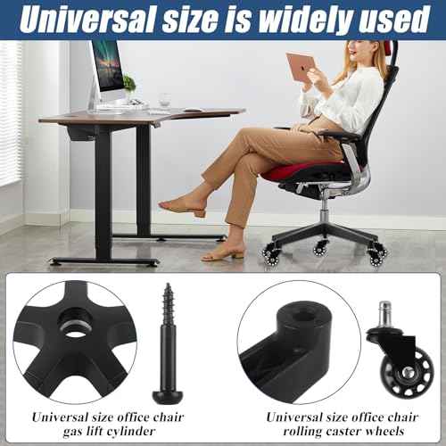 28" Heavy Duty Office Chair Base Replacement with Wheels(Set of 5), Desk Chair Base Replacement Universal Gas Cylinder and Caster Sockets
