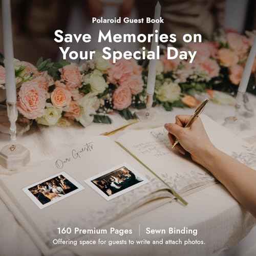 Linen Embroidered Photo Wedding Guest Book - Premium Hardcover Polaroid Guestbook for Wedding Reception, Baby Shower, Bridal Shower, Funeral, Engagements -160 Pages for Messages -10.25" ¡¿ 8.25"