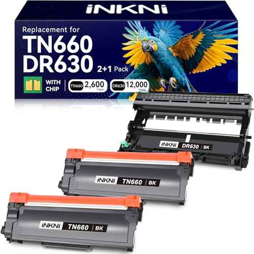 InkNI Compatible DR630 Drum TN660 Toner Cartridge Replacement for Brother DR630 TN660 TN630 High Yield Compatible for Brother HL-L2300D L2540DW L2320D L2360DW L2380DW L2700DW Printer (Black, 3-Pack)