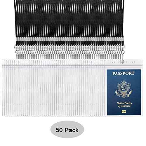 50PACK 4x6Inch Extra Large Passport Holders with Lanyards Fill for Passports,Cash, Credit Card, Plane Ticket, Receipts.by CypesCrafts