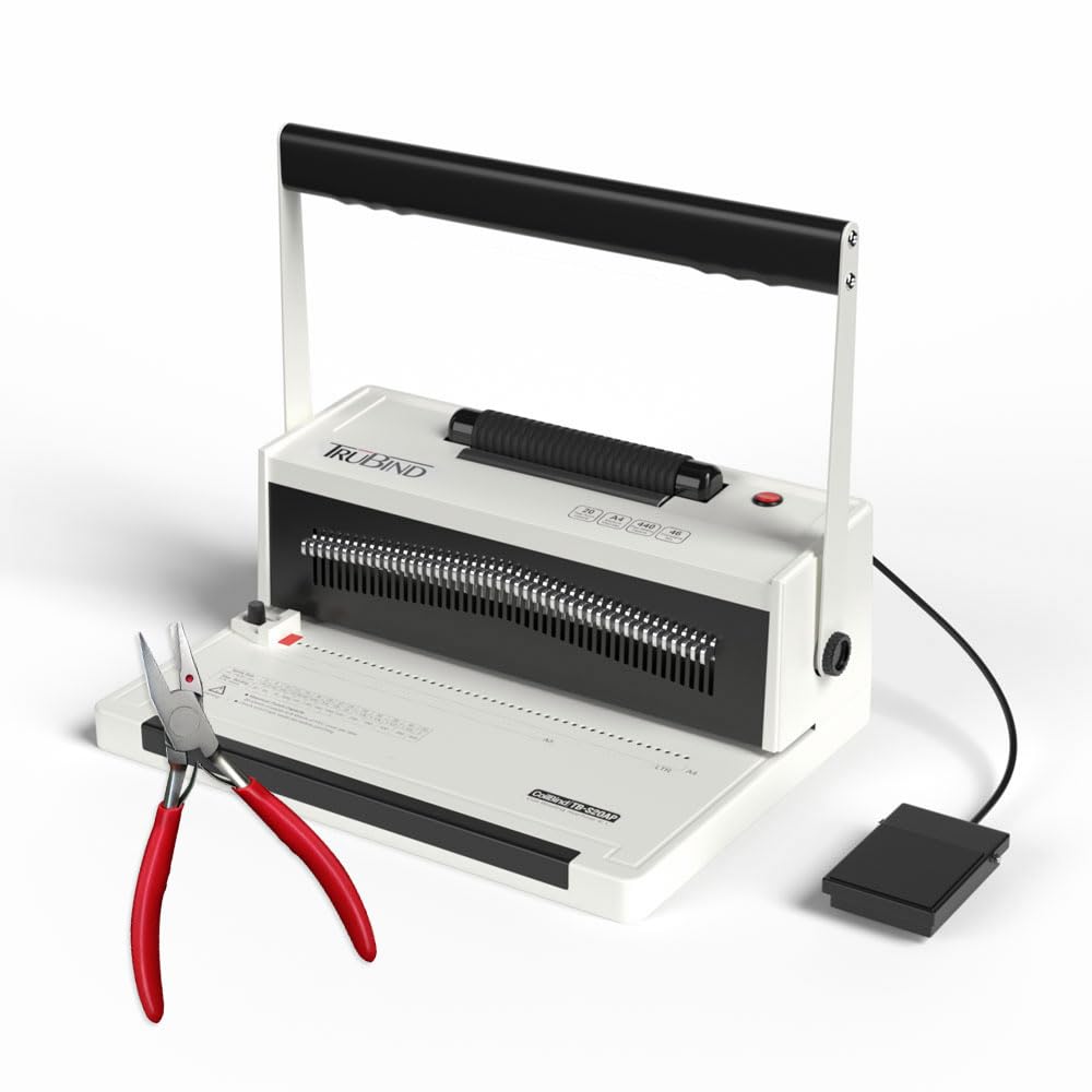 TruBind Coil Binding Machine with Electric Coil Inserter and Foot Pedal | 20 Sheet Punch Capacity | Bind up to 440 Sheets | 46 Fully Disengageable Dies | 4:1 Pitch | 2-Year Warranty