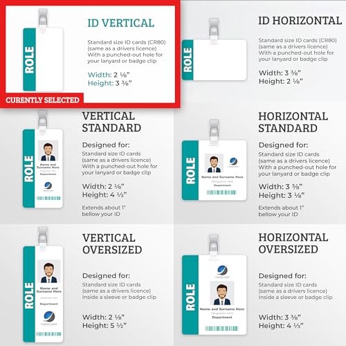 BadgeZoo Custom Print Employee ID Badge Vertical – Double-Sided with Name, Photo, Logo & Barcode (ID Vertical)