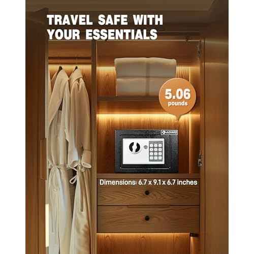 ADIMO Small Safe Box for College Dorm Room, 0.23 Cubic Feet Money Safe with Keys & Pass Code & Wall Mount Kits, Hidden Home Safe for Money, Jewelry, and Valuable