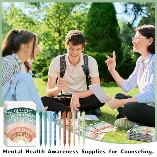 Janlaugh 200 Pcs Bulk Journal Inspirational Notebooks for Women Men Motivational Gifts Mental Health Notepad Motivational Pen Employee Psychology Pocket for Teacher Student Christmas (Rainbow)