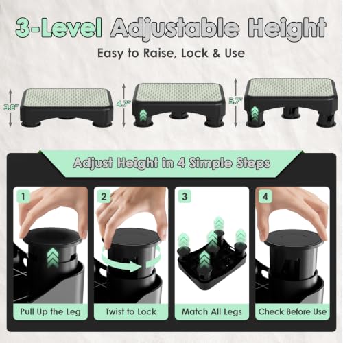 Adjustable Adult Bed Step Stool - 3-Level Non-Slip Support for Seniors & Home Use