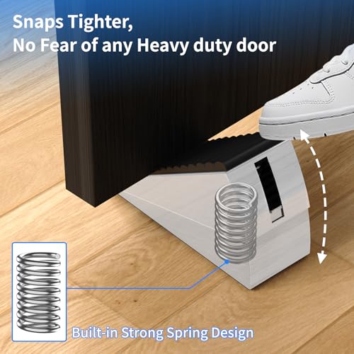 Mzsyxxm Silver 2 Pack Heavy Duty Door Stoppers for Bottom of Door, Spring-Loaded Wedge