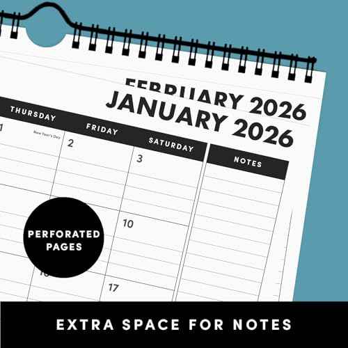 PAPERAGE 2026 Calendar, 12 Months (January 2026 - December 2026), Small (9 in x 11 in), Minimalist Wall and Desk Calendar with Monthly Views, Yearly Plans & Notes Section ? Rainbow