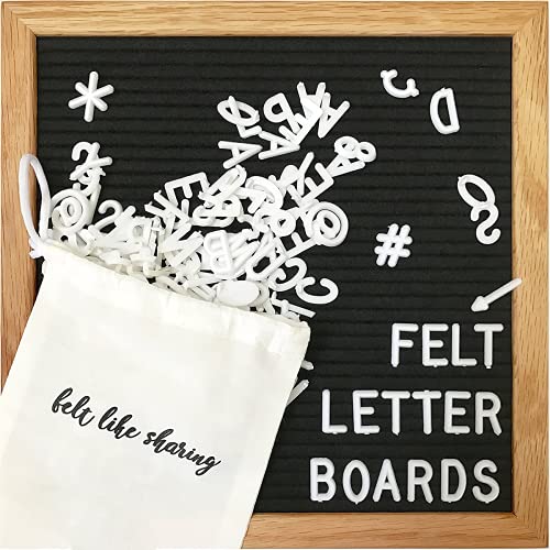 Felt Like Sharing 10x10 Black Felt Letter Board with Oak Frame