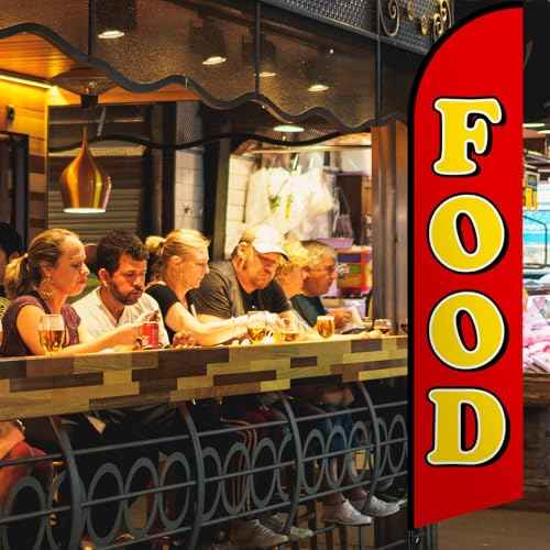2 Pack Food Advertising Feather Banner 12ft Food Truck Advertising Swooper Flag Banner Sign for Store Fronts, Businesses, Retailers, Shops, Events, Fairs