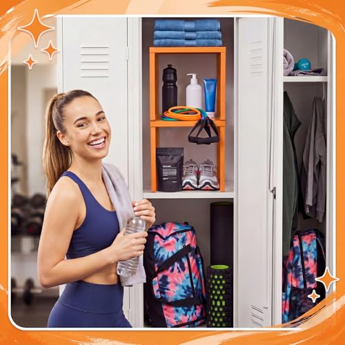 Colarr 2 Pcs Metal Locker Organizer Shelf Stackable 2-Tier, Orange