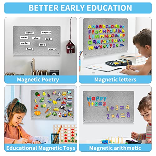 17.7 x 11.8 Inch Magnetic Bulletin Board with Velcro & Screws - Metal Display Board for Wall Refrigerator Classroom - XYK Metallic Pack