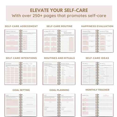 Daily Self Care Journal for Women - A5, Wellness Journal with Prompts - Goal Journal for Happiness,Mindfulness,Productivity & Personal Development - Reduce Stress & Improve Mental Health - Pink