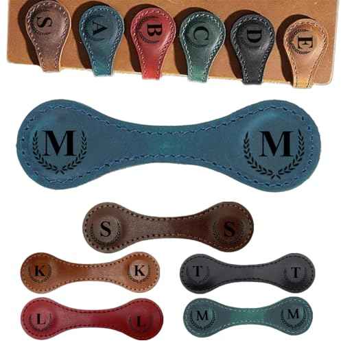 Personalized Magnetic Leather Bookmark, 26 Letters Bookmark Customized Initial Bookmarks Multi Functional Bookmark Cute Bookmark Meaningful Gift for Wonmen Teachers, Book Lovers (M, Blue)