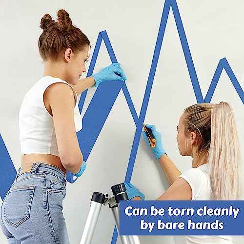 Fainne 4 Rolls Blue Painters Tape Bulk Multi Pack Safe Paint Paper Masking Tape for Wall Painting Decoration Supplies (Blue,4 Inch X 55 Yards)