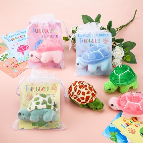 Shappy 36 Pcs Christmas Turtle Party Favors Bulk, You're Turtle Awesome Sea Animal Plush with Inspirational Thank You Card for Employee Appreciation, Staff, Coworker, Operation Christmas, Thanksgiving