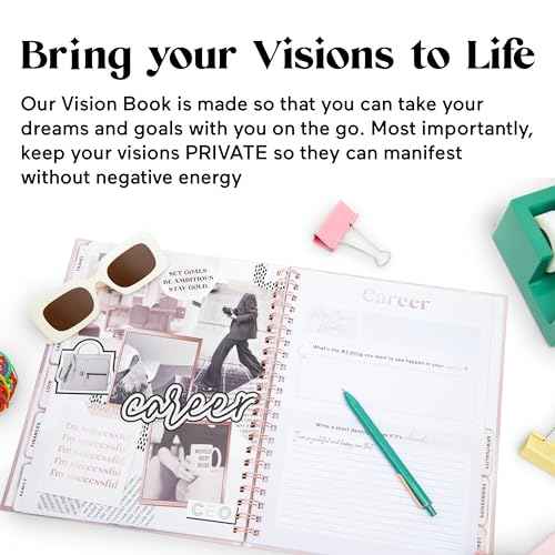 Vision Board Book LUXE - Journal with Integrated Vision Boards, Categorized Dreams, and Gratitude Rituals - Black