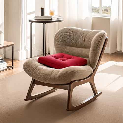 Recliner Cushions, 20x20x5 Inch Double Layer Design Chair Cushion, Soft Tufted Thickened Seat Cushions for Elderly, Wine Red