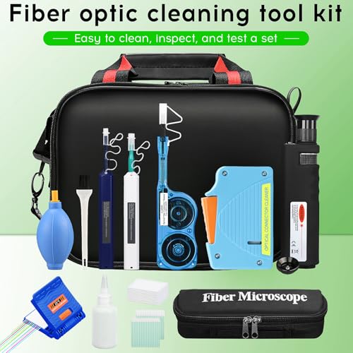 SumChan 13-in-1 Fiber Optic Cleaning Kit with 400x Microscope & One-Click Pen