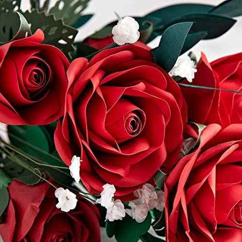Lovepop Valentine¡¯s Day Set of 1 Pop-Up Card & 6 Paper Handcrafted Roses for Her - 3D Greeting Cards for Boys, Girls, Men, Women - 5" x 7" Card & 12" Rose - Blank Notecard & Envelope Included