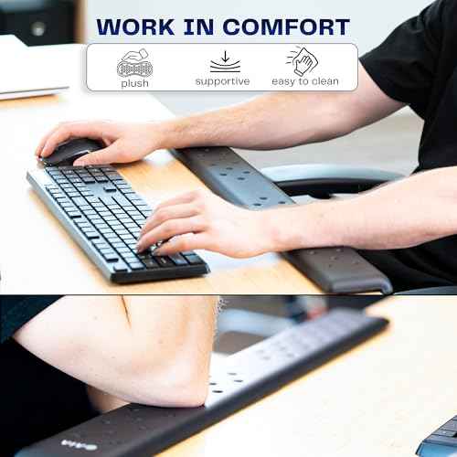 VIVO Ergonomic Long 30¡± Wrist Pad, Non-Slip Memory Foam Arm Rest for Desk, Elbow Cushion with L-Shaped Edging, Black, DESK-WR30