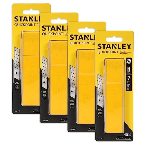 Stanley 11-325T 25mm Heavy Duty Quick-Point Snap-Off Blades with Dispenser, Pack of 10 (4)