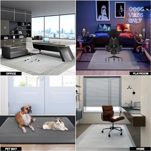 SHAREWIN Office Chair Mat for Carpet Floors, 47" x 59" Clear Desk Chair Mats for Low Pile Carpeted Protector, Sturdy PVC Computer Chair Mats Anti-Slip and Easy to Clean for Home & Office