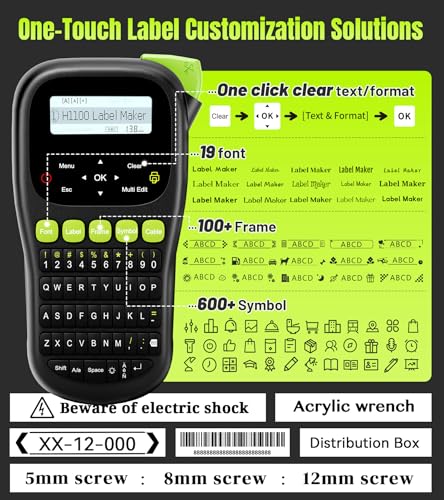 VolenGo Waterproof Label Maker with 4 Laminated Tapes - Black