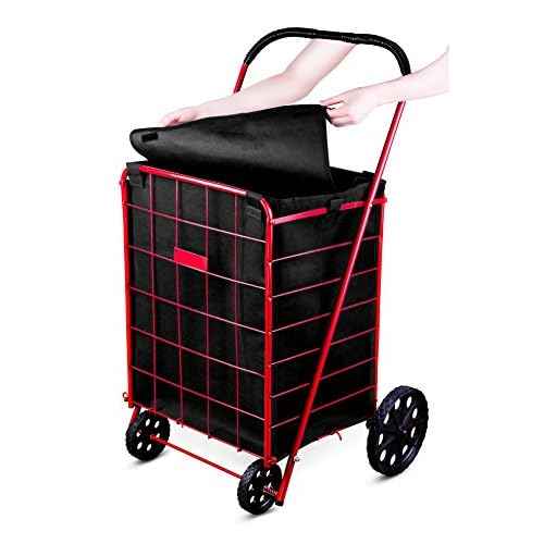 Handy Laundry Shopping Cart Liner, 18" X 15" X 24", Square Bottom, Fits Standard Shopping Cart, Cover and Adjustable Straps for Easy Secure Attachment, Made from Waterproof Material, Black