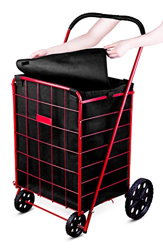 Handy Laundry Shopping Cart Liner 18 x 15 x 24 in, Black – Waterproof, Square Bottom, Adjustable Straps
