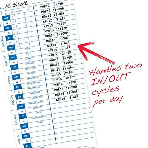 Pyramid Time Systems - 30% Recycled Time Cards (35100-10MB) for Pyramid Models 3500, 3500SS, 3600SS, and 3700 Time Clock and Document Stamp, Single Sided Time Sheets (4 X 9 in) - 1000 Time Cards