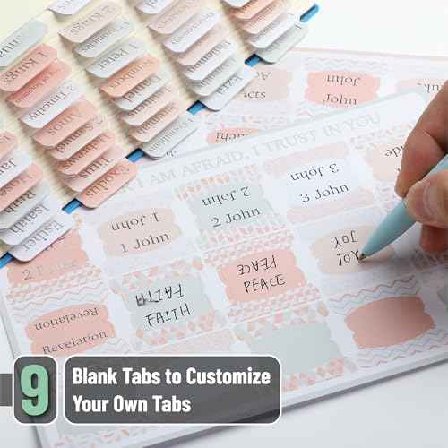Mr. Pen- Mini Bible Tabs, 75 pcs, Modern Grace, Laminated Bible Tabs for Women and Men