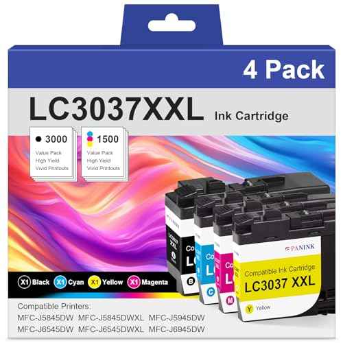 Compatible LC3037XXL Ink Cartridge Replacement for Brother LC3037 XXL LC3039 XXL High Yield Ink Cartridges for MFC-J5845DW MFC-J5945DW MFC-J6545DW MFC-J6945DW Printer (4 Pack)