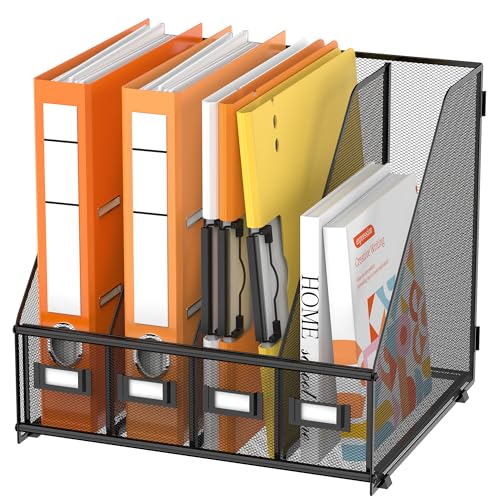 DALTACK Black 4-Slot Metal Magazine File Holder - Desk Organizer