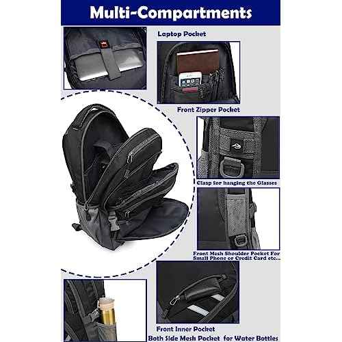 ProEtrade Backpack Bookbag for College Laptop Travel, Fit Laptop Up to 15.6 inch with USB Charging Port Multi Compartment Anti theft, Gift for Women Men (Black)