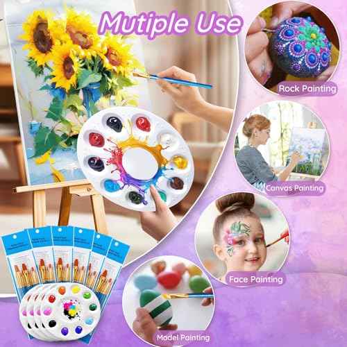 264PCS Valued Paint Brushes and Palettes Set£¬24Pack of 240PCS Paint Brushes Bulk, 24 Paint Paint Trays, Artist Acrylic Brushes Nylon Brush Head, Suitable for All Purpose Oil Watercolor Painting Se