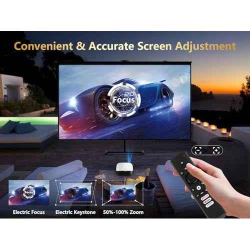 GooDee Smart 4K Projector with 5G WIFI and Bluetooth, Netflix/Amazn Prime Video Certified, Dolby Audio, Outdoor Projector, 400" Zoom Home Theater Projector Compatible with TV Stick,iOS,Android