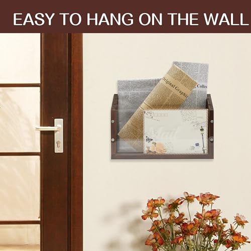 Mail Organizer with Clear Acrylic Dividers - Wooden Letter Holder for Desk, 3 Slot Mail Sorter Wall Mounted, Desktop Envelope Caddy for Home Office Organize Document Bill Mail Inbox Outbox