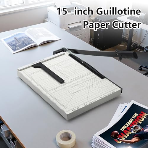 15-Inch Heavy-Duty Guillotine Paper Cutter with Safety Lock & Magnetic Guide