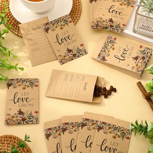 Wedding Seed Packets 100 Pcs Self-Adhesive Wildflower Envelopes - Let Love Grow
